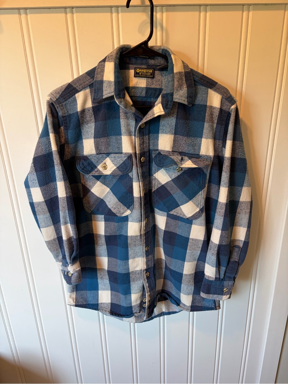 Vintage 80s OshKosh B'gosh Heavyweight Flannel Shirt Plaid Medium Made in USA